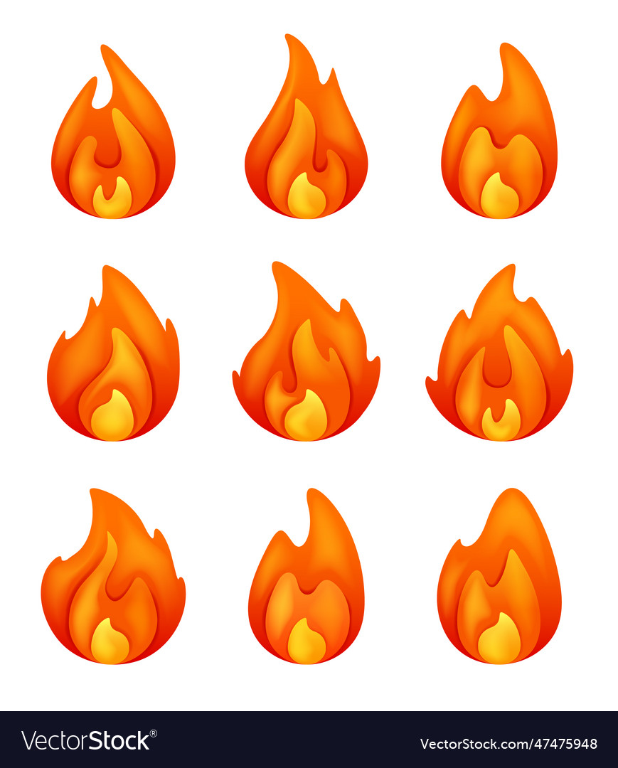 3d Fire Flame Set Royalty Free Vector Image Vectorstock 8906