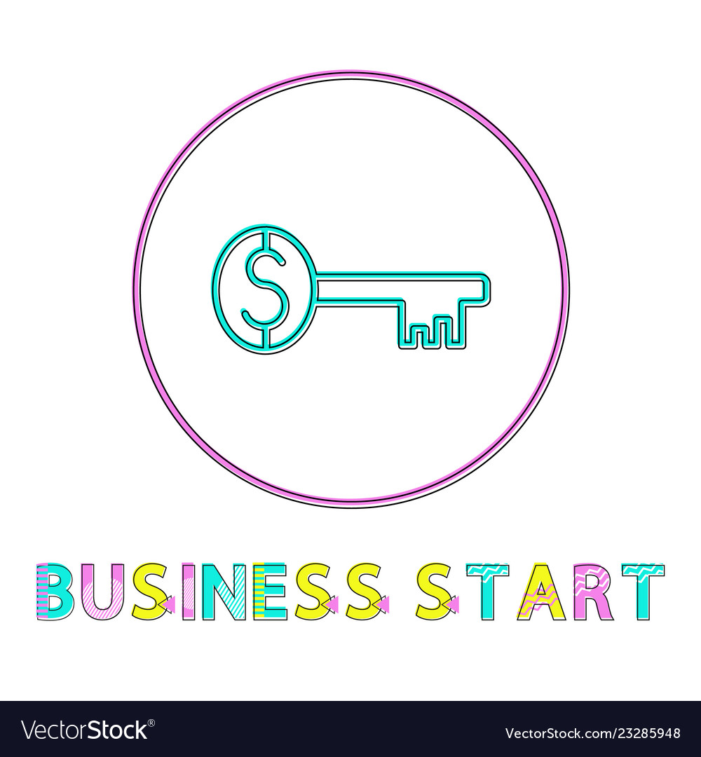 Business start round web linear icon template vector image Business start round web linear icon template