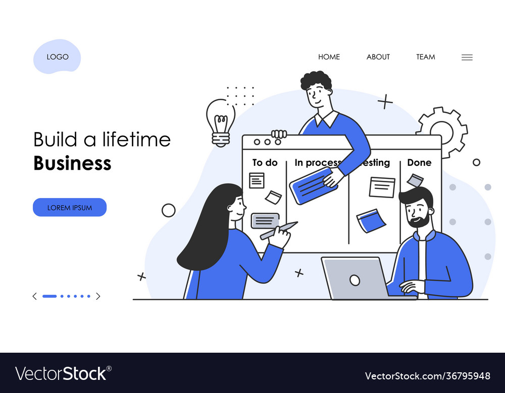 Characters make business graphics tasks scheduling vector image Characters make business graphics tasks scheduling