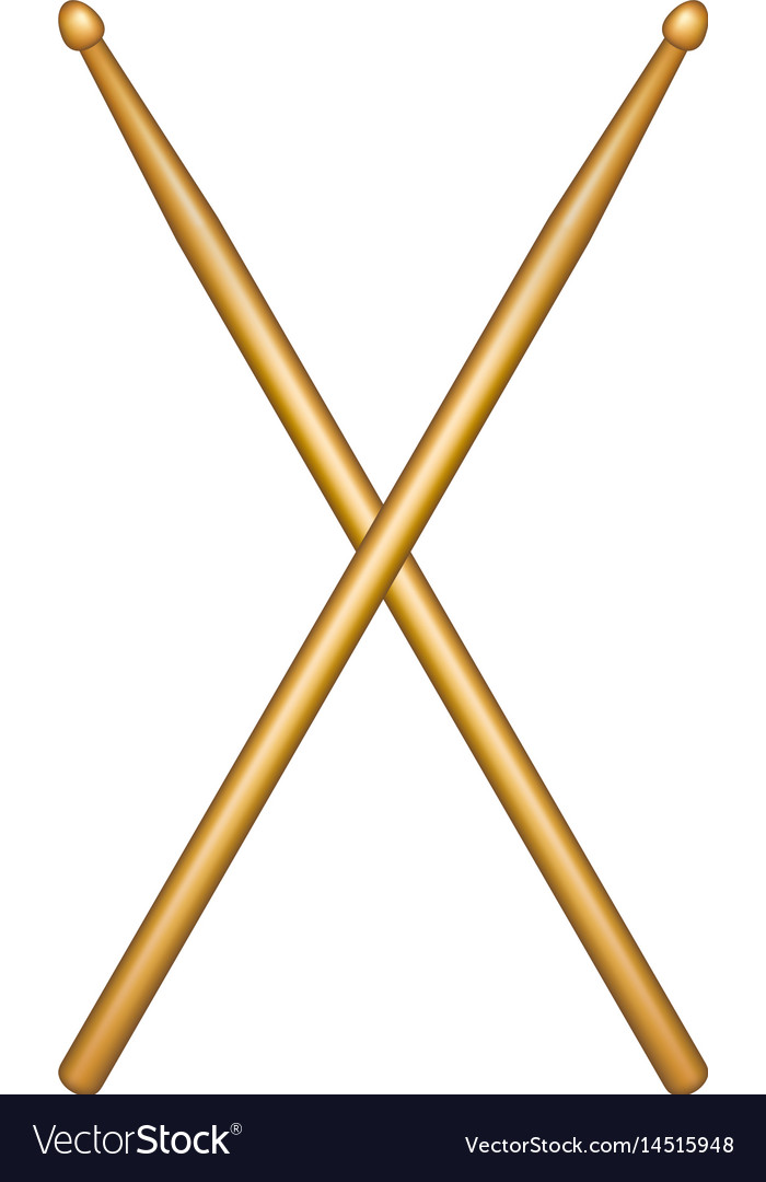 Crossed Pair Wooden Drumsticks Royalty Free Vector Image