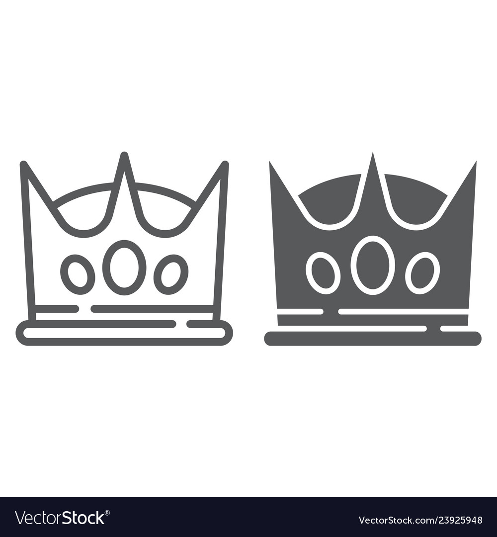 Crown Line And Glyph Icon King Leader Royal Vector Image