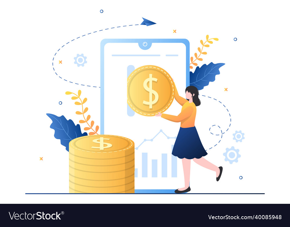 Cryptocurrency wallet app on mobile of blockchain Vector Image Cryptocurrency wallet app on mobile of blockchain