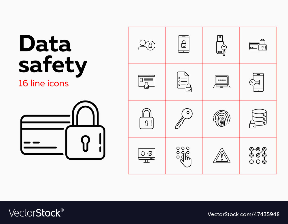 Data Security Line Icons