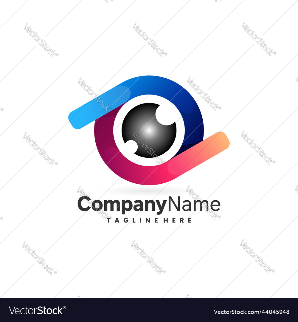 Eyeball logo vision tech Royalty Free Vector Image