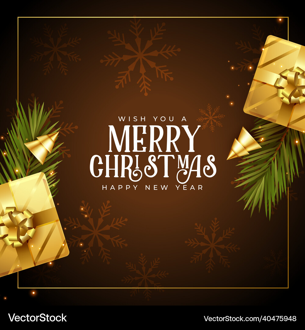 Festive Christmas Greeting Card with Gift Vector Image