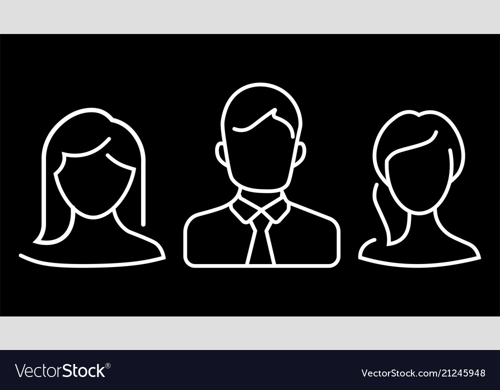 vector linear flat people faces icon set. Social media avatar