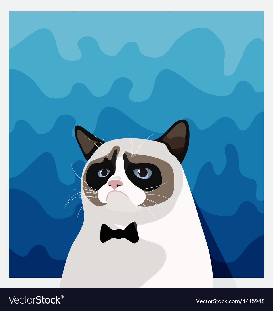 Grumpy Birman Cat with Bow Tie