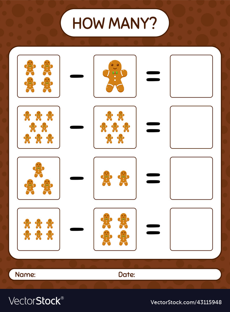 How many counting game with gingerbread cookie Vector Image How many counting game with gingerbread cookie