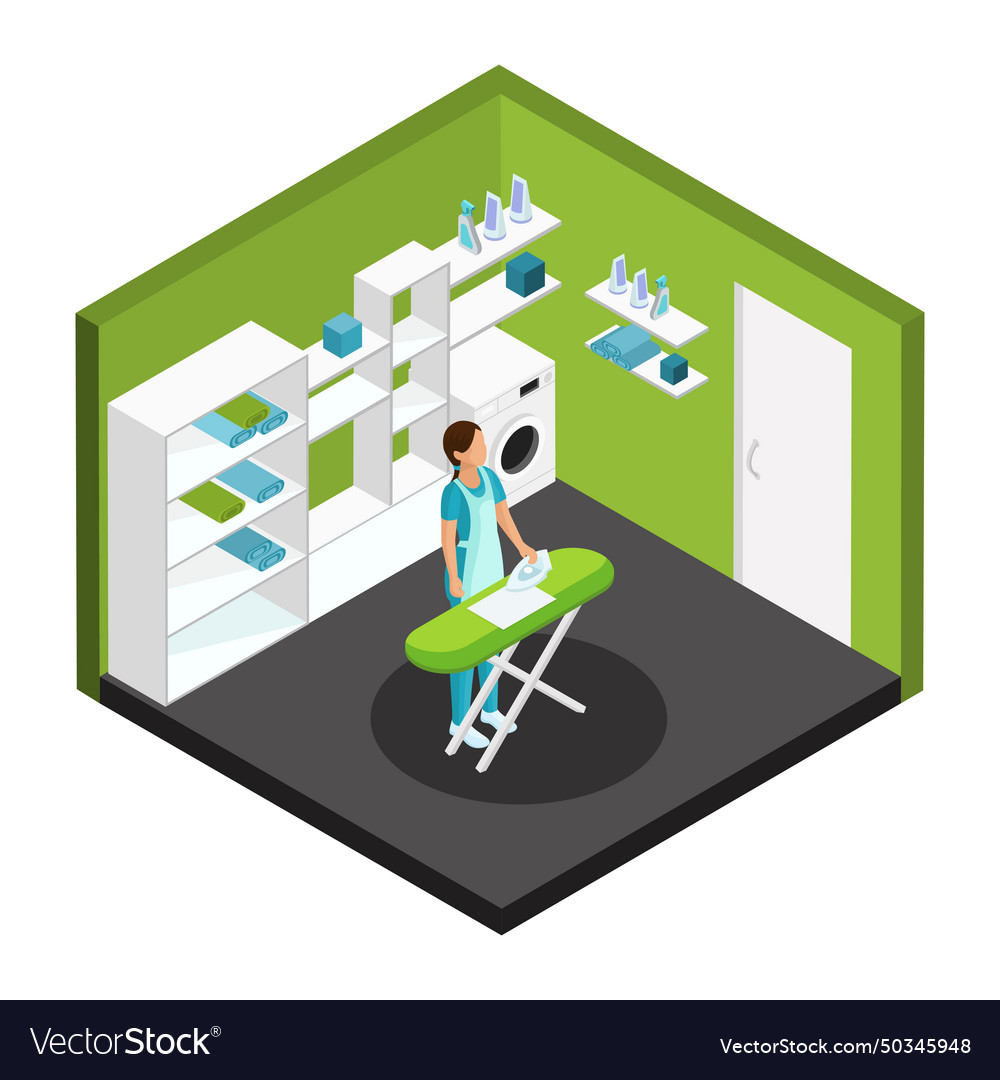 Isometric professional cleaning service template