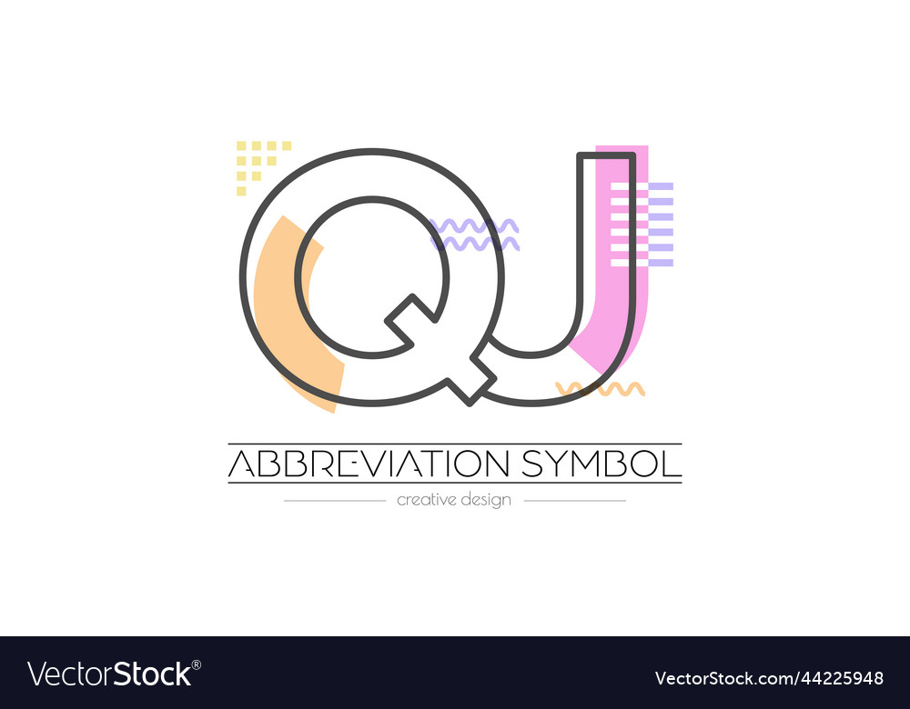 Letters q and j merging of two initials vector image Letters q and j merging of two initials