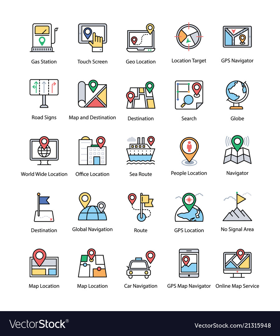 Map Navigation Icons Set