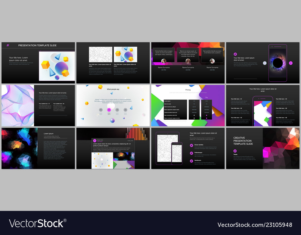 minimal presentations portfolio templates with vector image