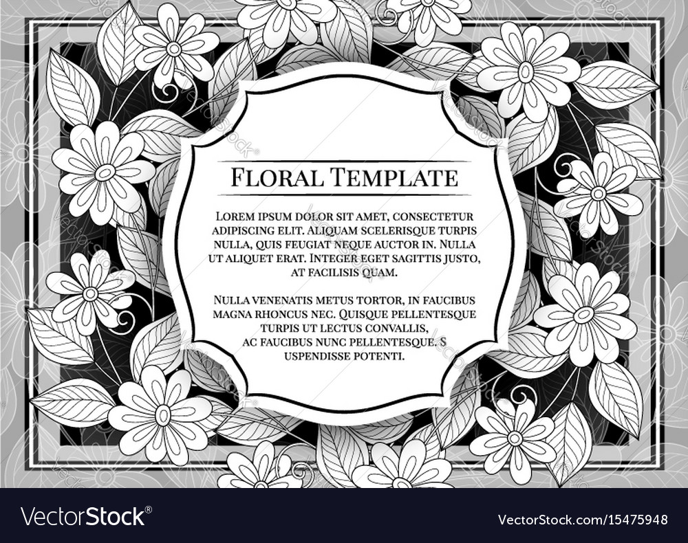 Monochrome floral template with place for text