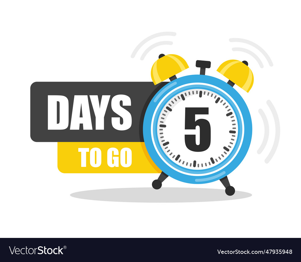 Number of 5 days to go flat icon stock flat Vector Image