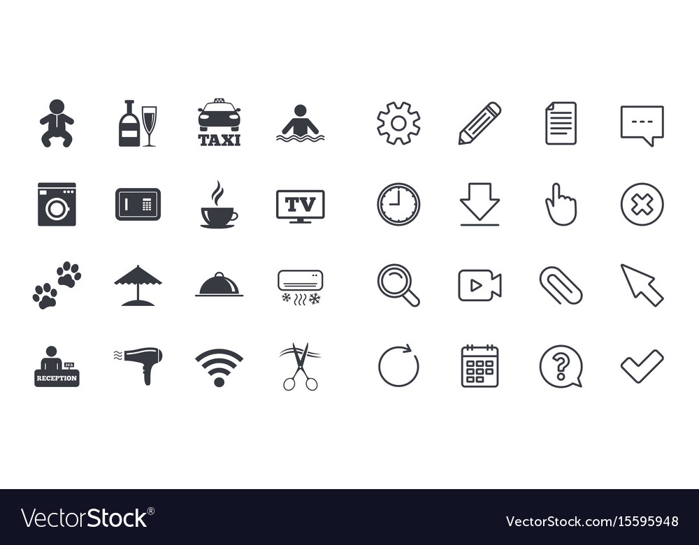 Set of hotel services and apartment icons