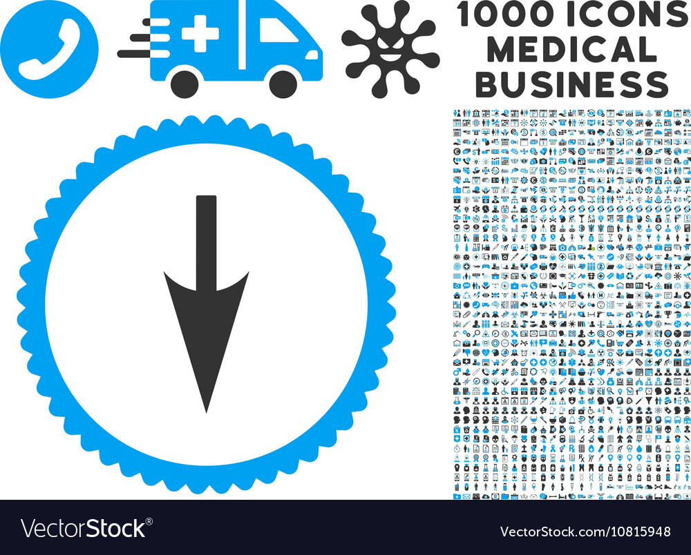 Sharp down arrow icon with 1000 medical business