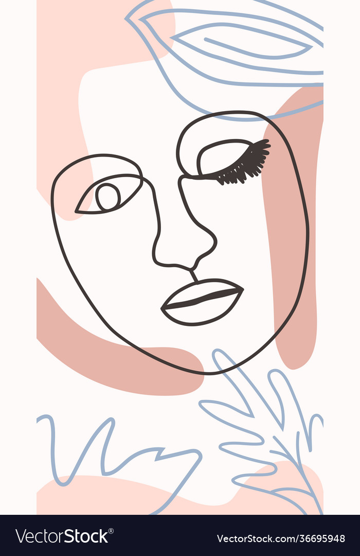 Womans face minimal line style abstract