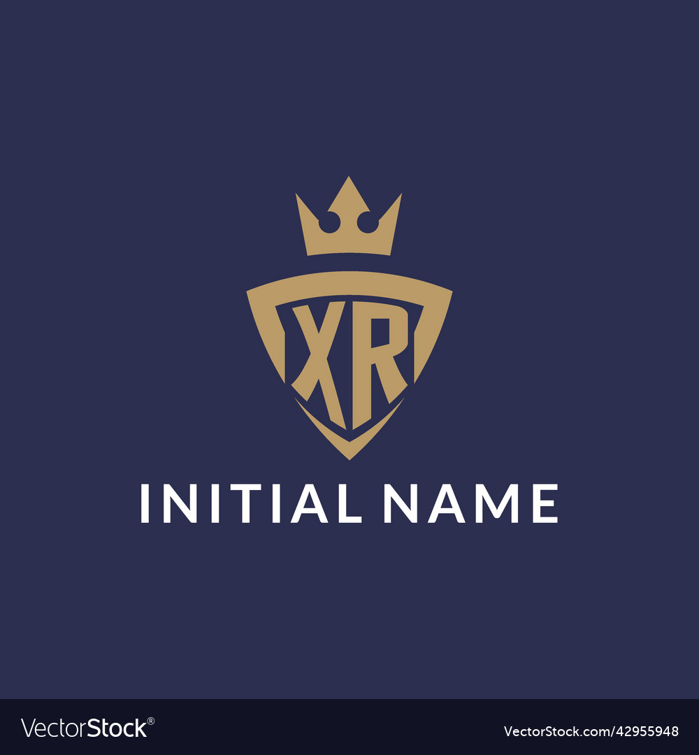 Xr logo with shield and crown monogram initial Vector Image Xr logo with shield and crown monogram initial
