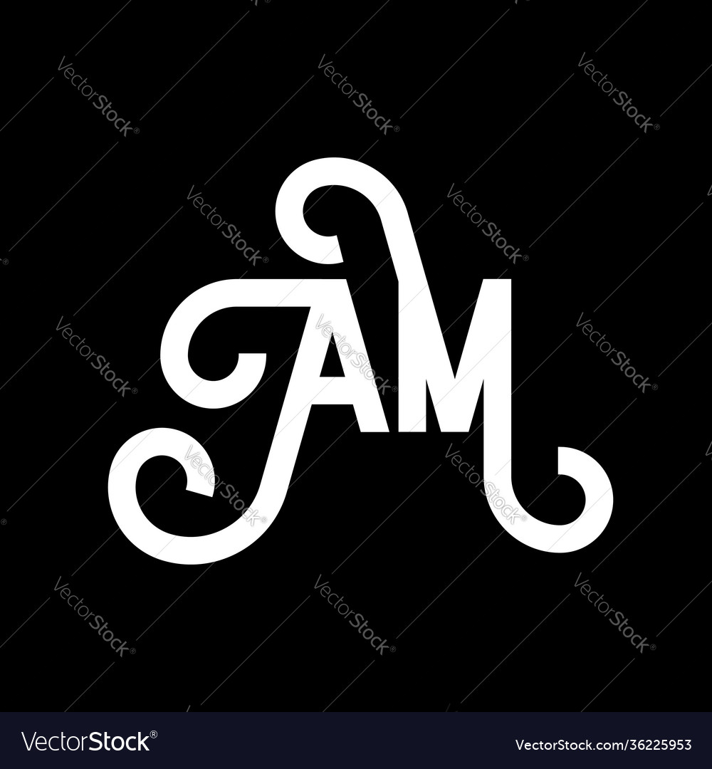 Am Brief Logo Design auf schwarzem Hintergrund vector image Am Brief Logo Design auf schwarzem Hintergrund