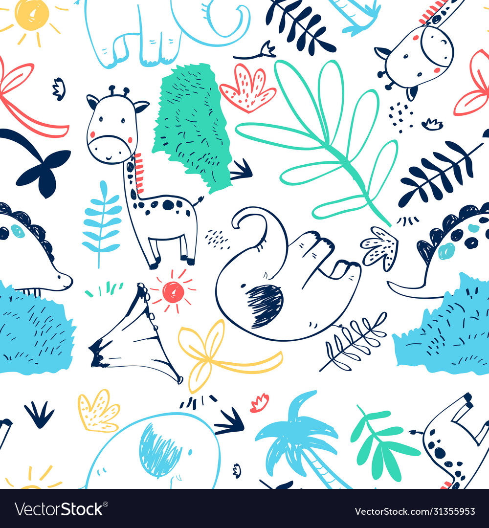 Animals seamless pattern print design vector image Animals seamless pattern print design