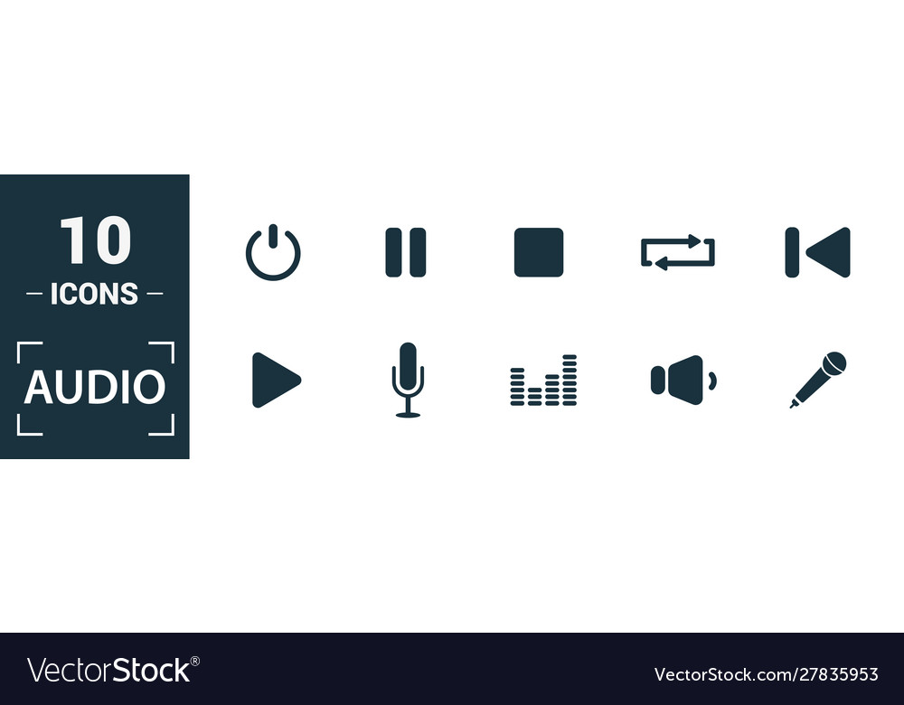 Audio buttons icon set include creative elements vector image Audio buttons icon set include creative elements