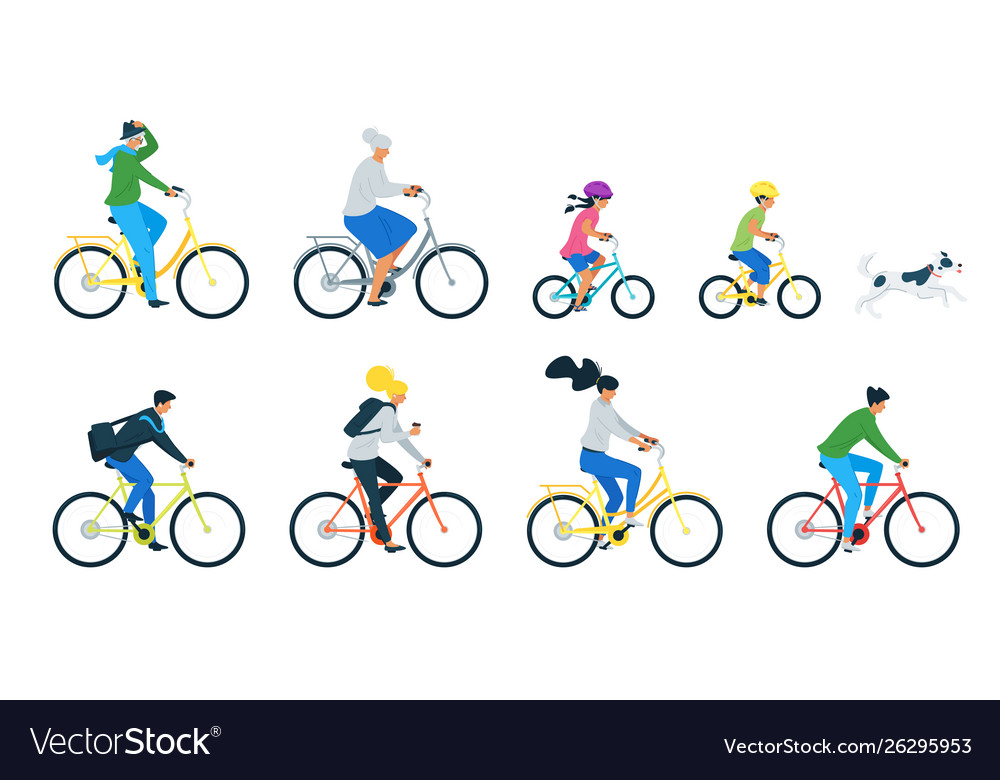 Bicycle riders flat set