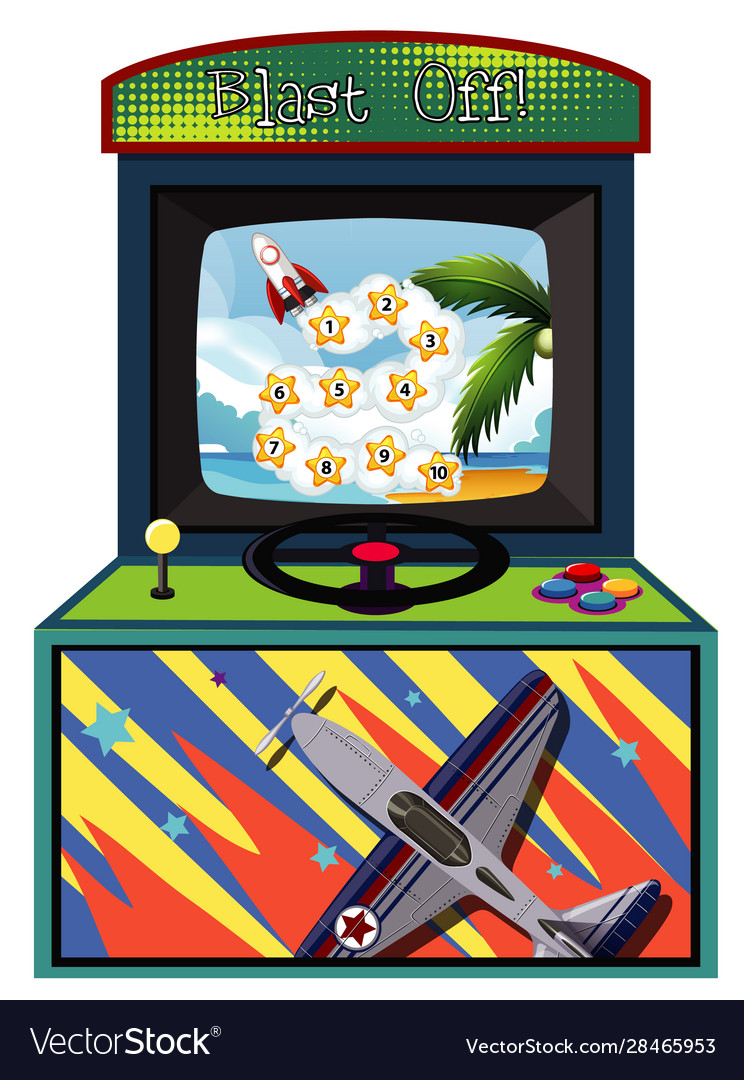 Game machine for counting numbers on isolated vector image Game machine for counting numbers on isolated