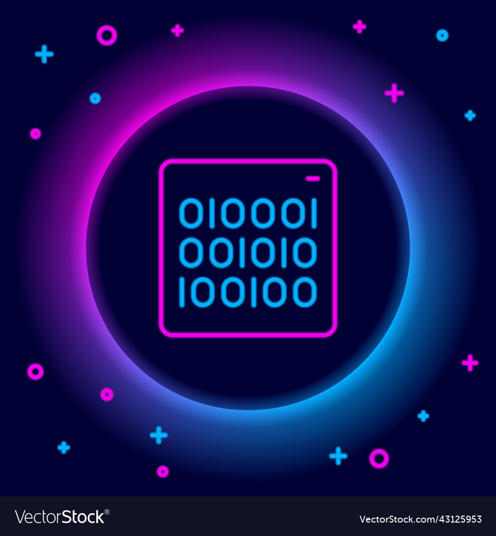 Glowing Neon Linie binären Code-Symbol isoliert