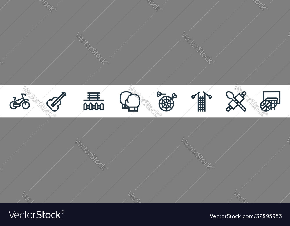 Hobbies line icons linear set quality vector image Hobbies line icons linear set quality