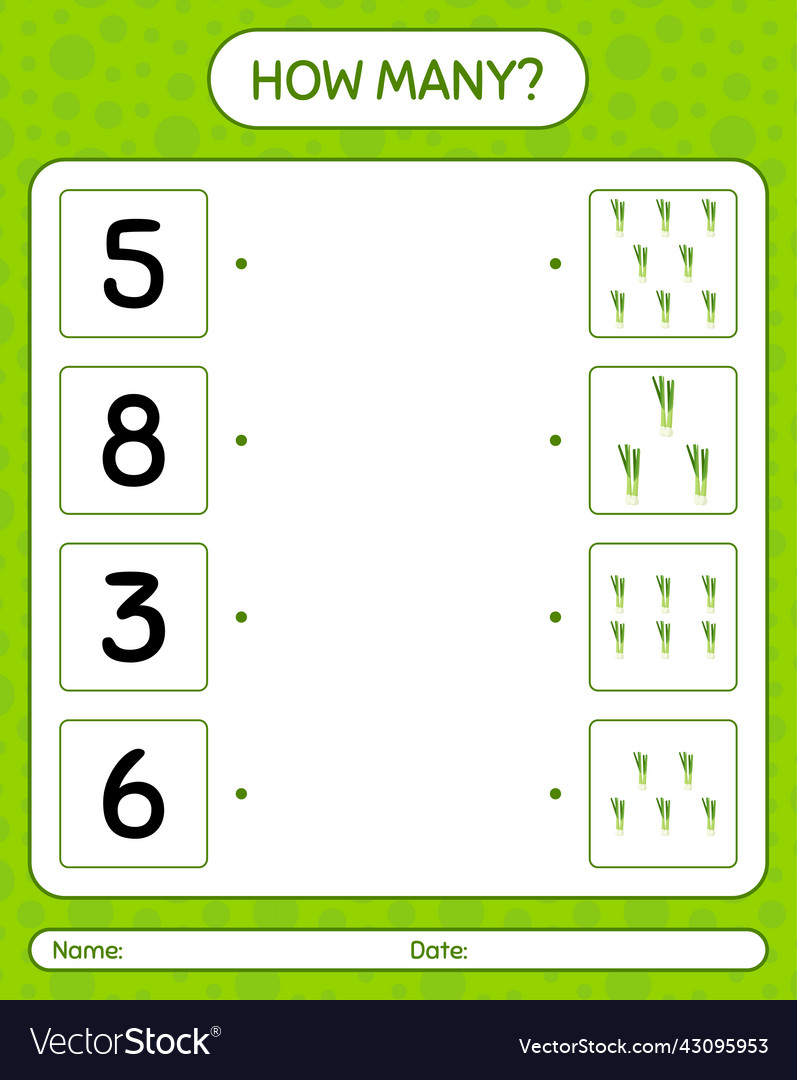 Wie viele zählen Spiel mit Frühling Zwiebel vector image Wie viele zählen Spiel mit Frühling Zwiebel
