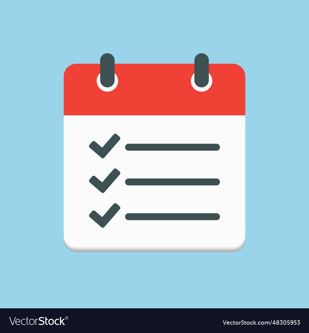 Icon calendar to do list mark done check Vector Image