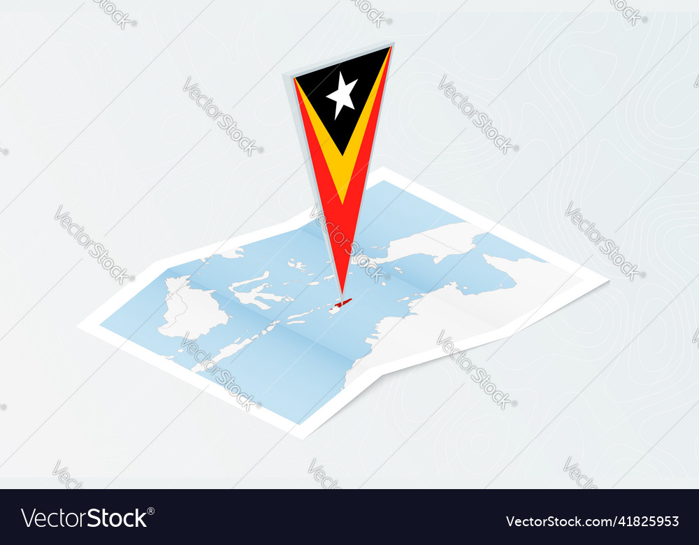 Isometric paper map of east timor with triangular vector image Isometric paper map of east timor with triangular