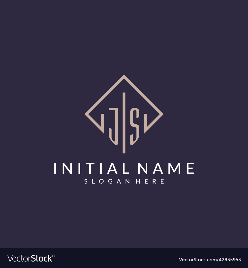 Js initial monogram logo with rectangle style