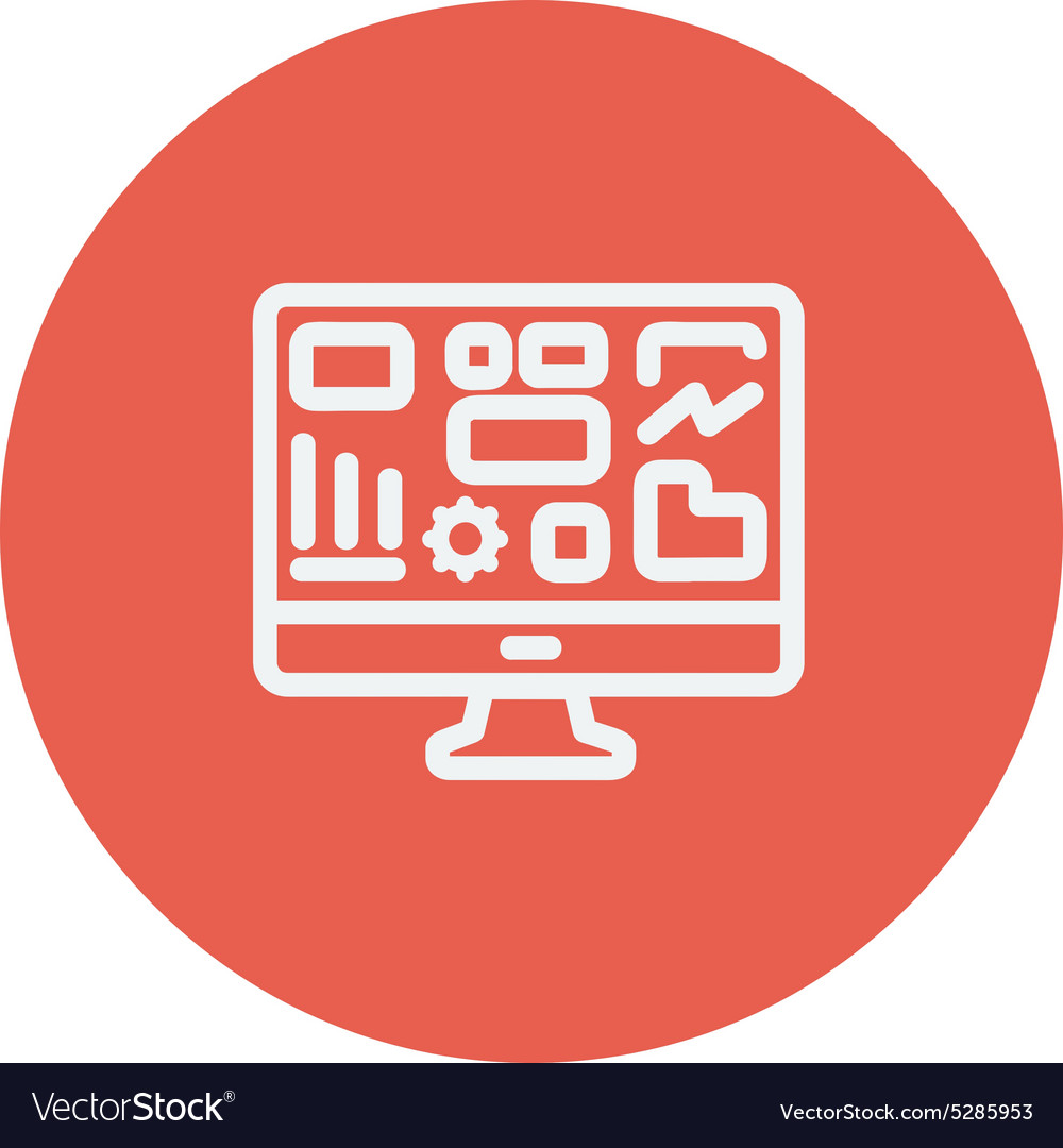 Monitor with business graph thin line icon