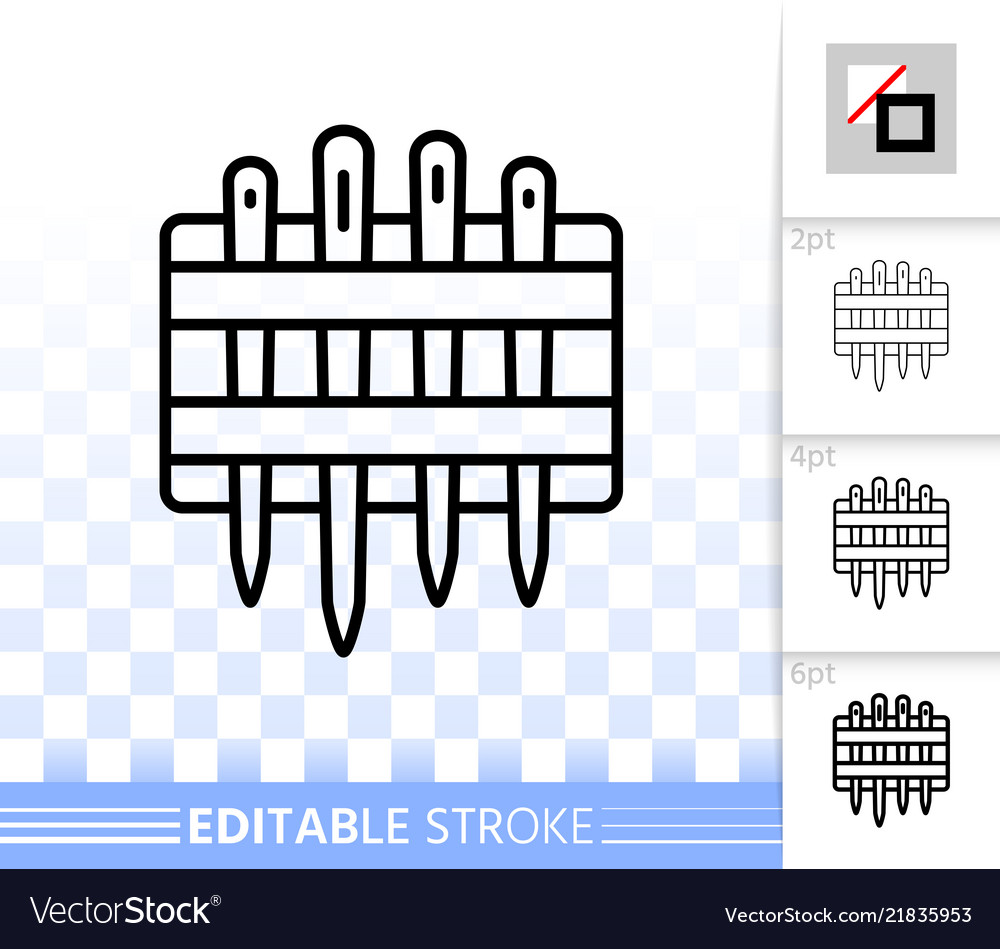 Needle set simple black line icon