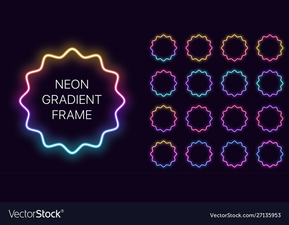 Neon gradient wavy frame with copy space Vector Image Neon gradient wavy frame with copy space