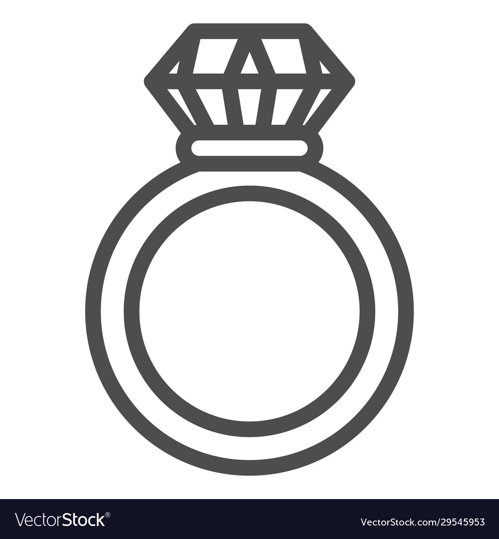 Ruby ring line icon with gem vector image Ruby ring line icon with gem