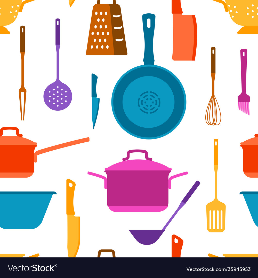 Seamless pattern with kitchen utensils