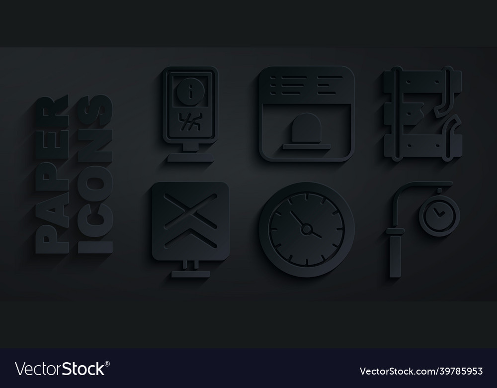 Set train station clock broken rails railway Vector Image Set train station clock broken rails railway