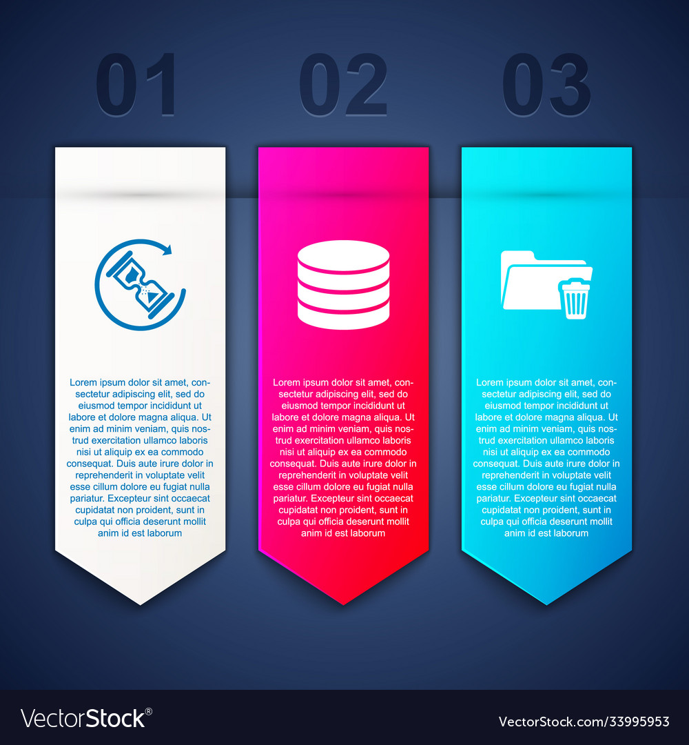 Set waiting database and delete folder business vector image Set waiting database and delete folder business