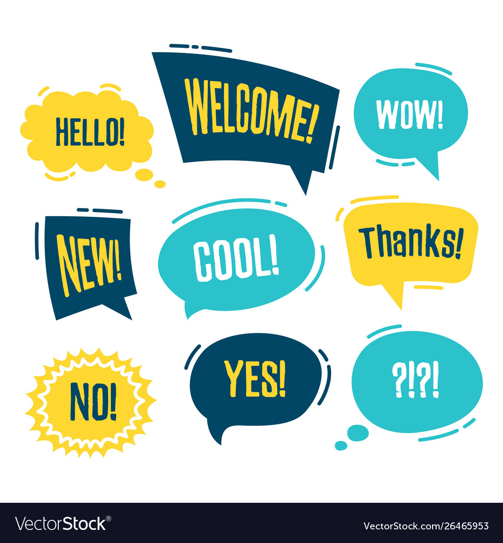 Speech bubbles set with short messages