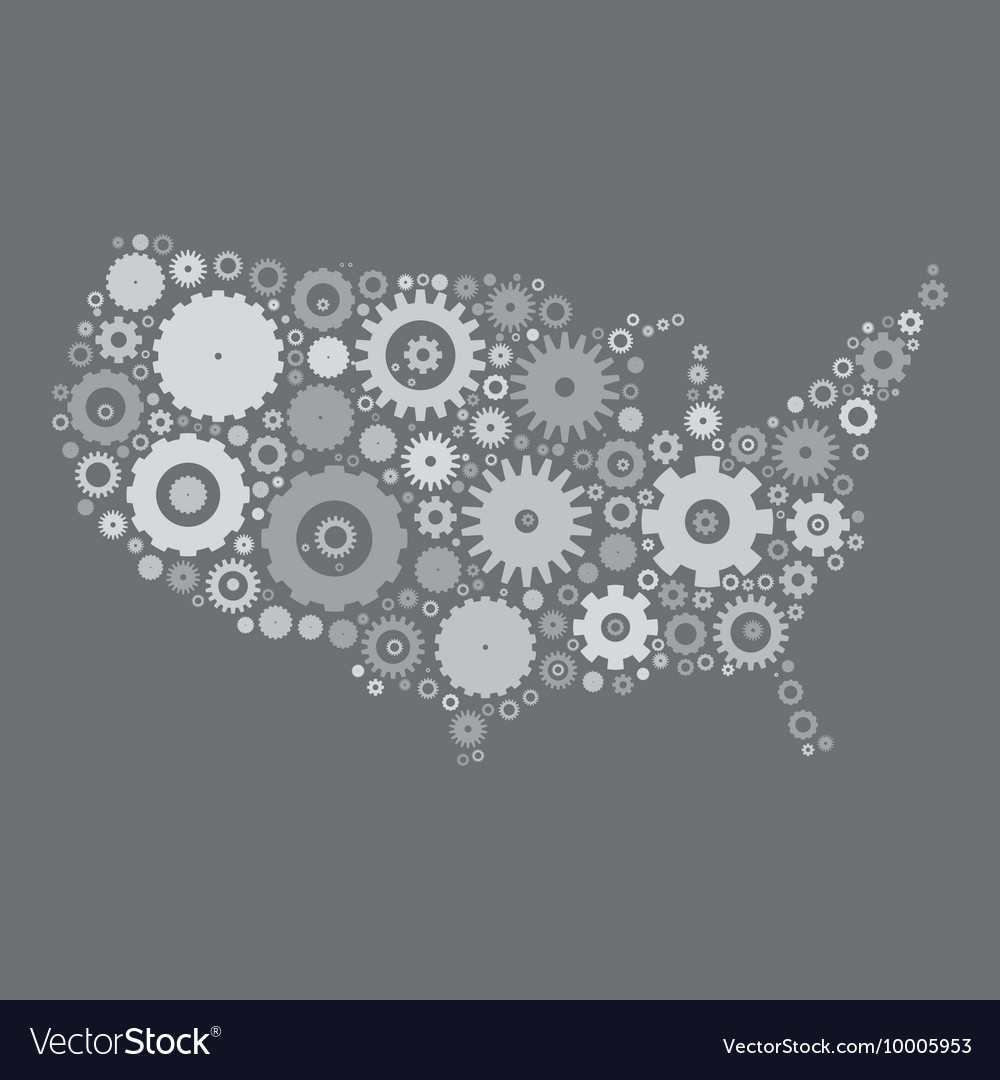 Usa Karte Silhouette Mosaik von Zahnrädern und Zahnrädern