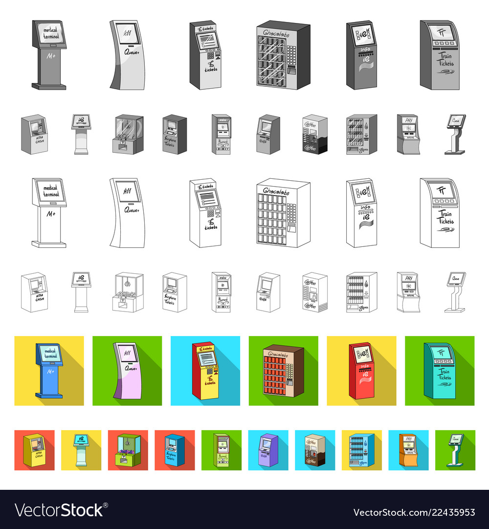 Variety of terminals flat icons in set collection Vector Image