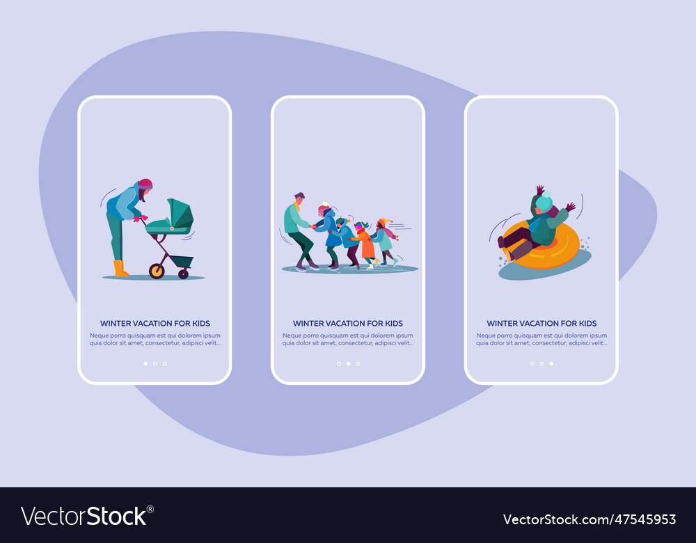 Winter vacation for kids set vector image Winter vacation for kids set