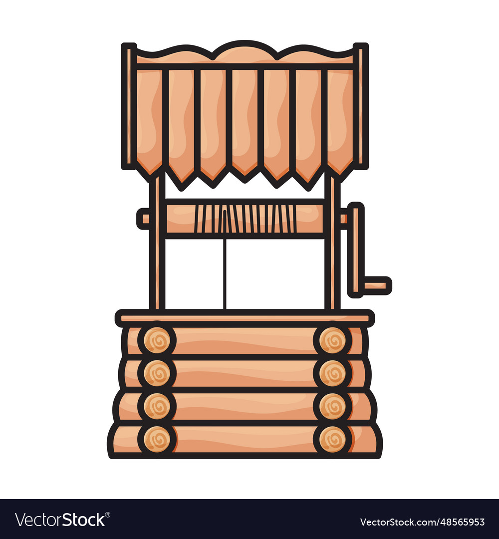 Wooden well iconcolor icon isolated