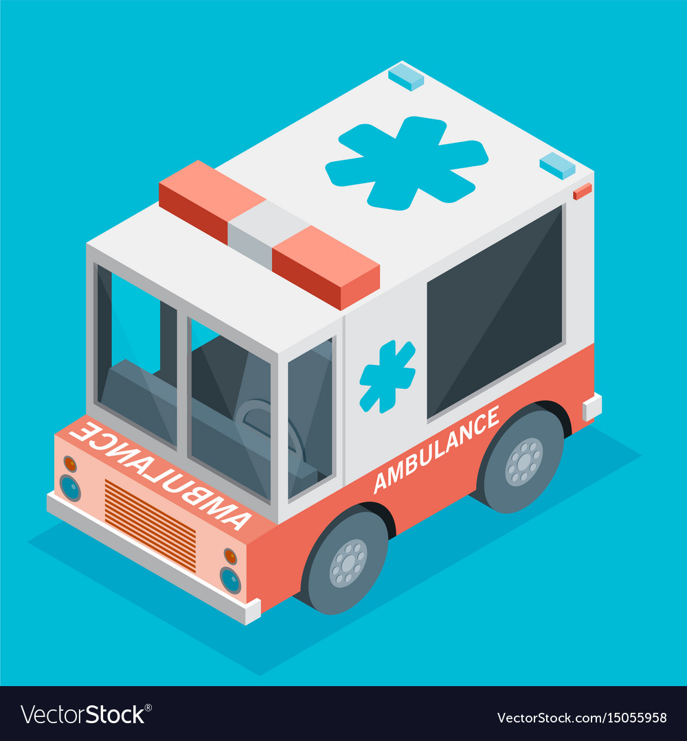 Ambulance car isometric view of transport