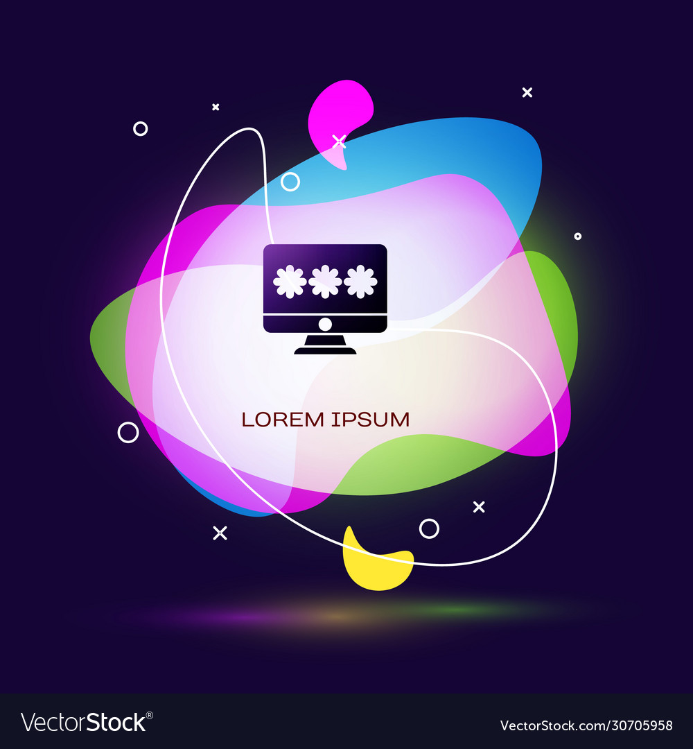 Black monitor with password notification icon vector image Black monitor with password notification icon