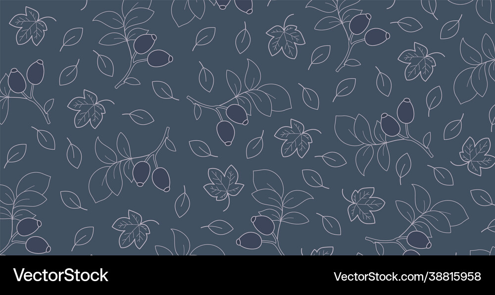 Blue background with many autumn foliage Vector Image