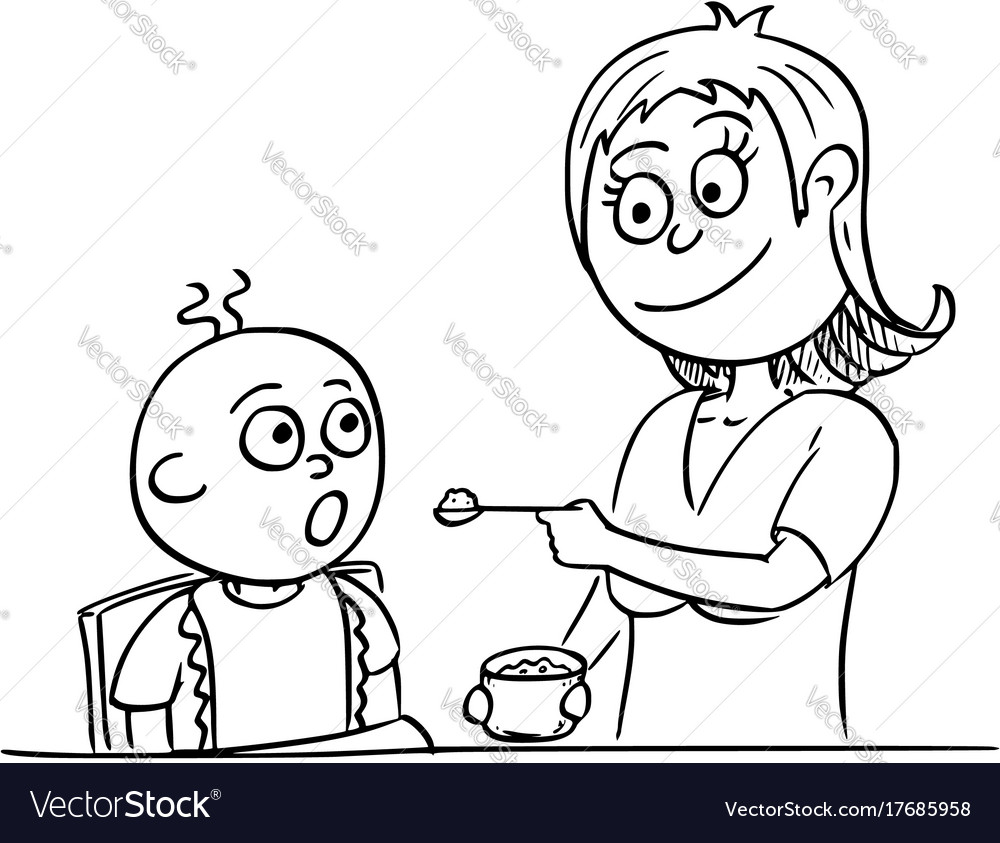 Cartoon of mother feeding baby Royalty Free Vector Image Cartoon of mother feeding baby Royalty Free Vector Image