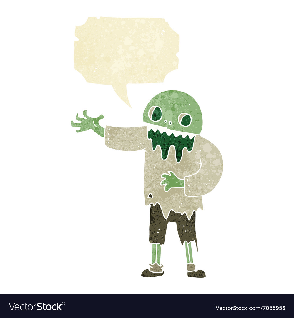 Cartoon spooky zombie with speech bubble